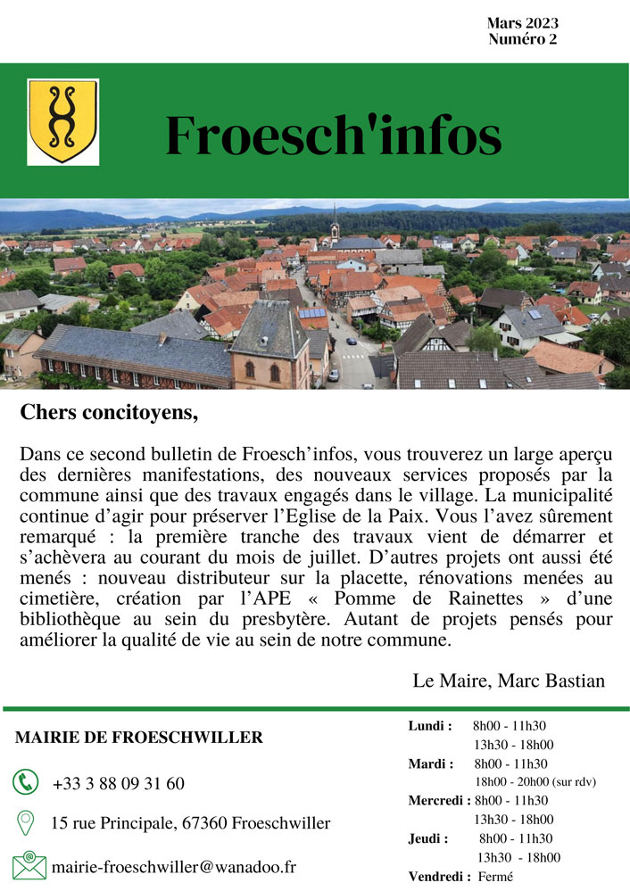 Bulletin municipal de Froeschwiller